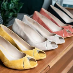 Bocage Escarpins|Escarpins en Velours de Cuir Daphne pêche - Talon 6 cm