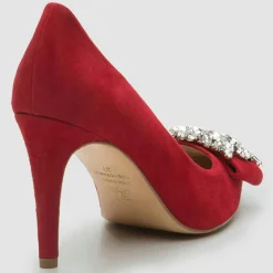 Cosmoparis Escarpins|Escarpins en Velours de Cuir Manifika rouges - Talon 9 cm