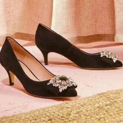 Cosmoparis Escarpins|Escarpins en Velours de Cuir Memia noirs - Talon 6 cm