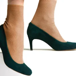 Cosmoparis Escarpins|Escarpins en Velours de Cuir Nyna vert forêt - Talon 6 cm