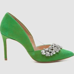 Cosmoparis Escarpins|Escarpins en Velours de Cuir Adia verts - Talon 8 cm