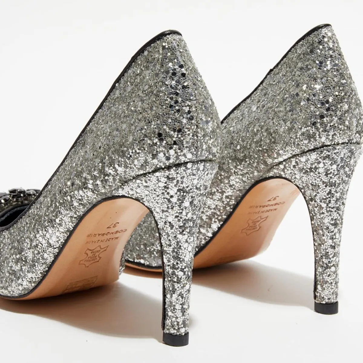 Cosmoparis Escarpins|Escarpins Manifik à paillettes argentés - Talon 9 cm