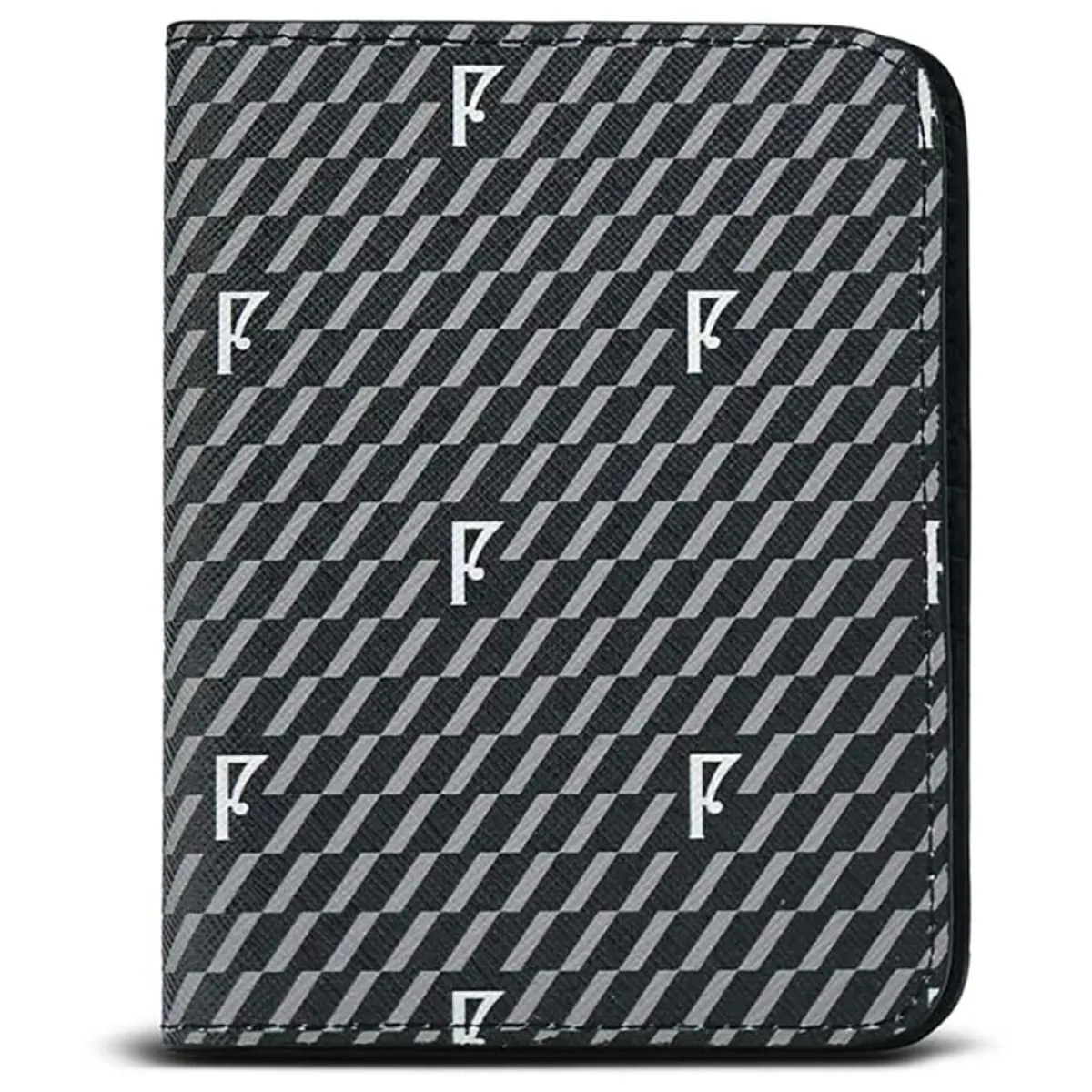 Maison Faret Pochettes|Etui passeport en Toile enduite noir/gris - 14x10x2 cm