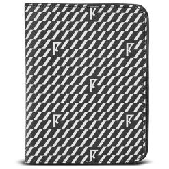 Maison Faret Pochettes|Etui passeport en Toile enduite noir/blanc - 14x10x2 cm