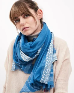 Petrusse Echarpes, Foulards|Foulard en Coton & Viscose Solila bleu - 120x180 cm