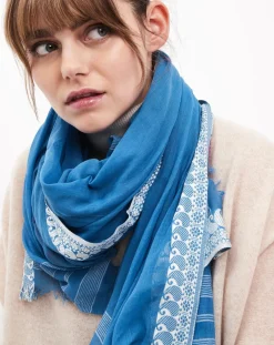 Petrusse Echarpes, Foulards|Foulard en Coton & Viscose Solila bleu - 120x180 cm