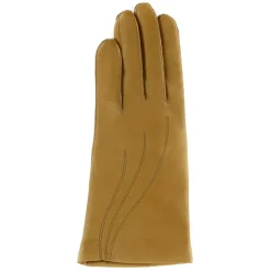 Maison Fabre Gants, Moufles|Gants en Cuir d'Agneau doublure Laine Waves chameau clair