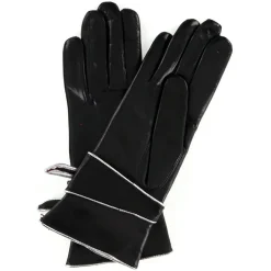 Maison Fabre Gants, Moufles|Gants en Cuir d'Agneau doublure Laine Leila noirs