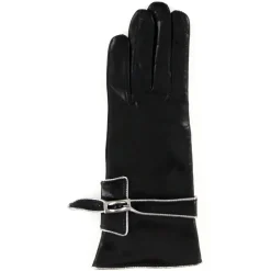 Maison Fabre Gants, Moufles|Gants en Cuir d'Agneau doublure Laine Leila noirs
