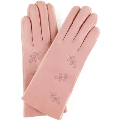 Maison Fabre Gants, Moufles|Gants en Cuir d'Agneau doublure Laine Sana péoni rose