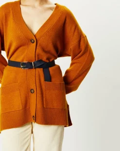 Galeries Lafayette Gilets Et Cardigans|Gilet 100% Cachemire Dira orange