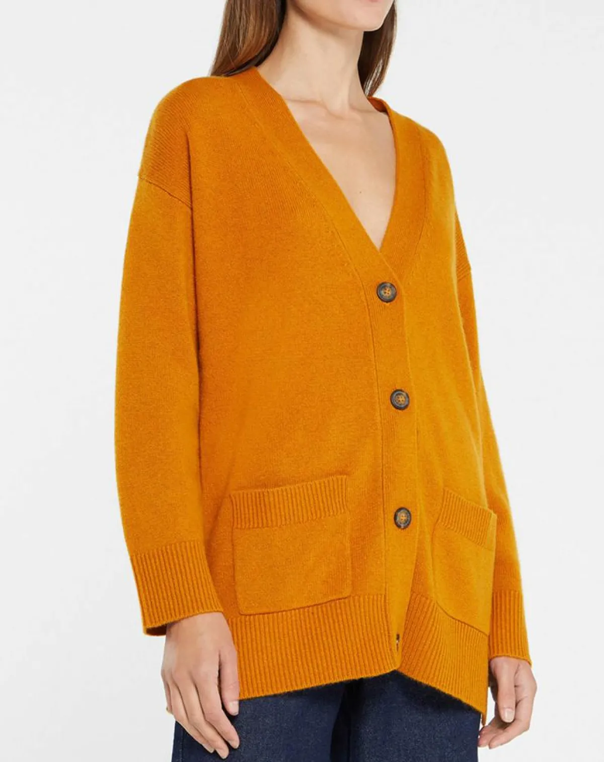 Galeries Lafayette Gilets Et Cardigans|Gilet 100% Cachemire Dira orange