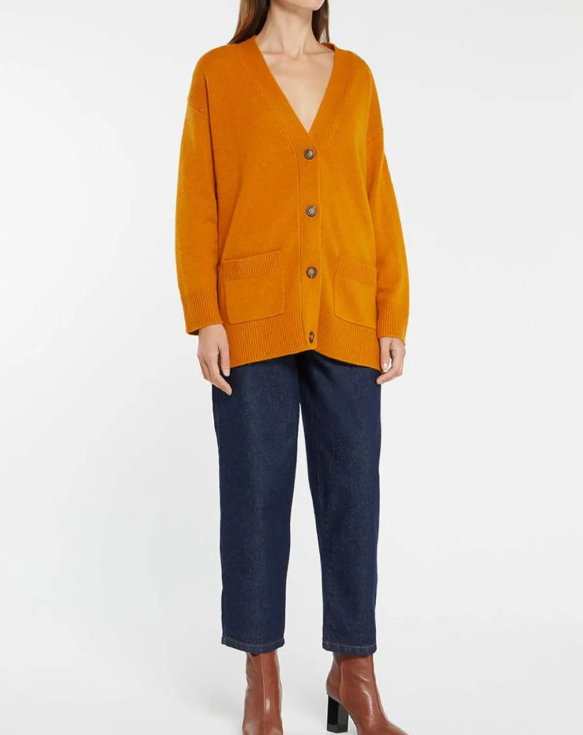Galeries Lafayette Gilets Et Cardigans|Gilet 100% Cachemire Dira orange