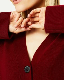 Galeries Lafayette Gilets Et Cardigans|Gilet 100% Cachemire Zira rouge foncé