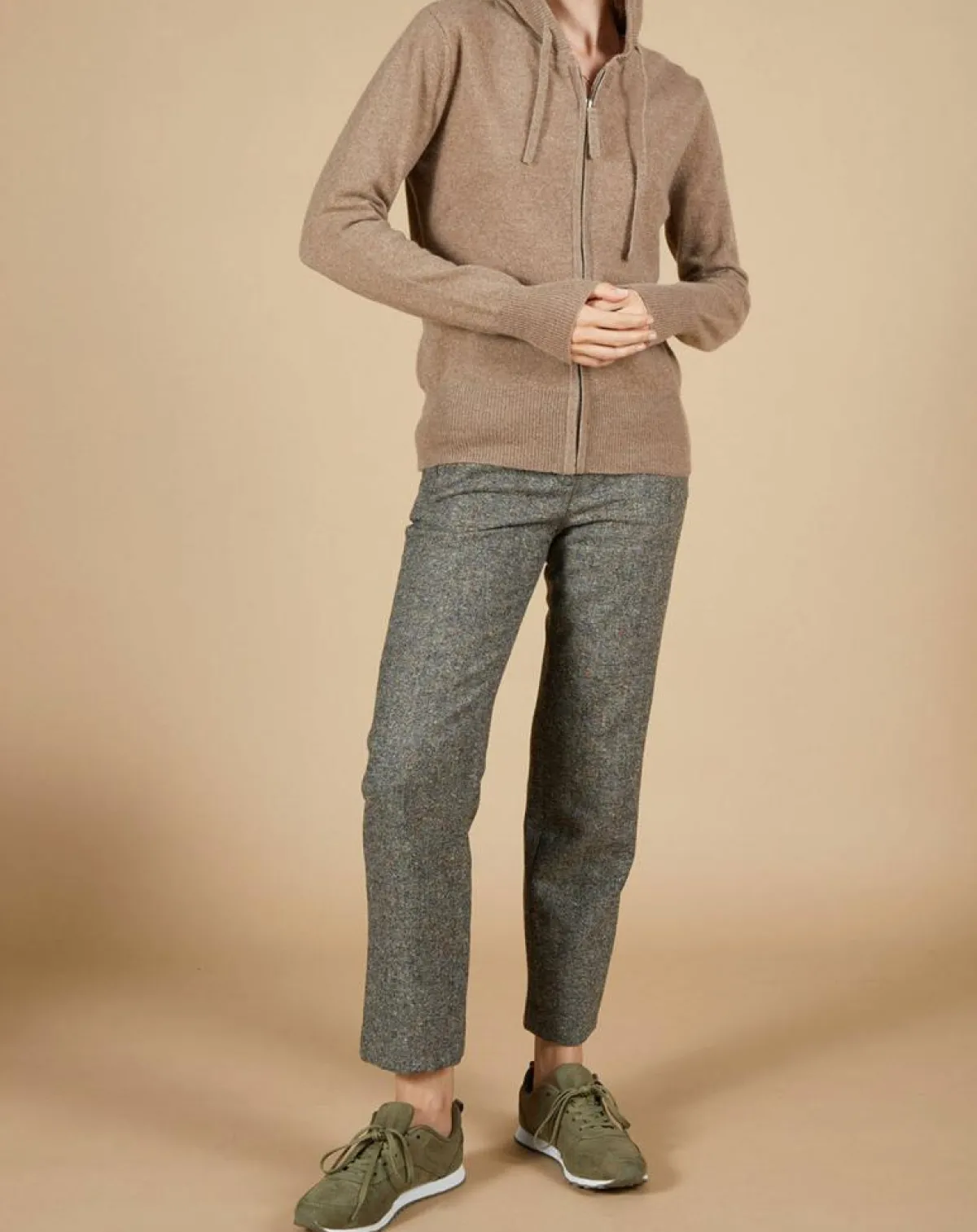 Cashmere Tribu Gilets Et Cardigans|Gilet à capuche 100% Cachemire Blanche châtaigne/corail fluo