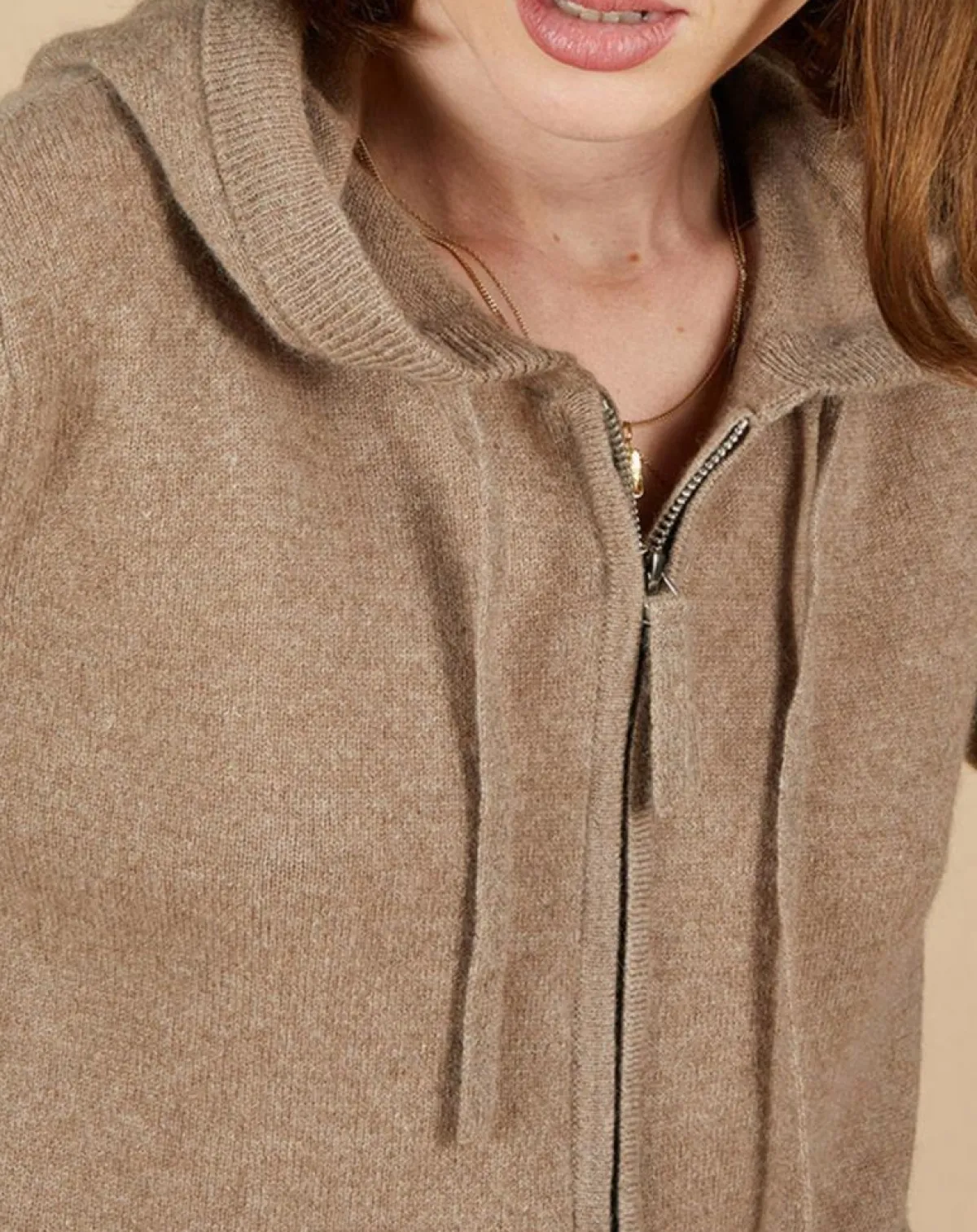 Cashmere Tribu Gilets Et Cardigans|Gilet à capuche 100% Cachemire Blanche châtaigne/corail fluo