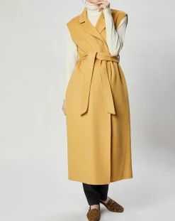 Lou Andrea Gilets Et Cardigans|Gilet 100% Laine Louanne sans manches ocre