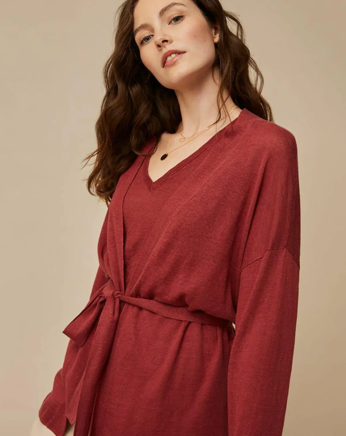 Harris Wilson Gilets Et Cardigans|Gilet 100% Lin Therence terracotta