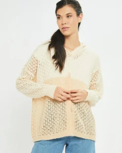 Lauren Vidal Gilets Et Cardigans|Gilet ajouré en Mohair mélangé Milane abricot/écru