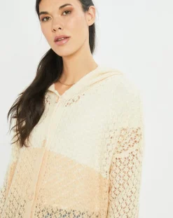 Lauren Vidal Gilets Et Cardigans|Gilet ajouré en Mohair mélangé Milane abricot/écru