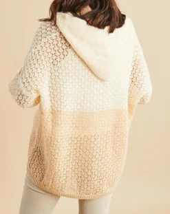 Lauren Vidal Gilets Et Cardigans|Gilet ajouré en Mohair mélangé Milane abricot/écru