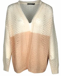 Lauren Vidal Gilets Et Cardigans|Gilet ajouré en Mohair mélangé Milane abricot/écru