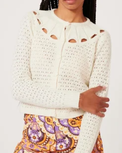 Manoush Gilets Et Cardigans|Gilet ajouré Pointelle écru