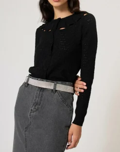 Manoush Gilets Et Cardigans|Gilet ajouré Pointelle noir