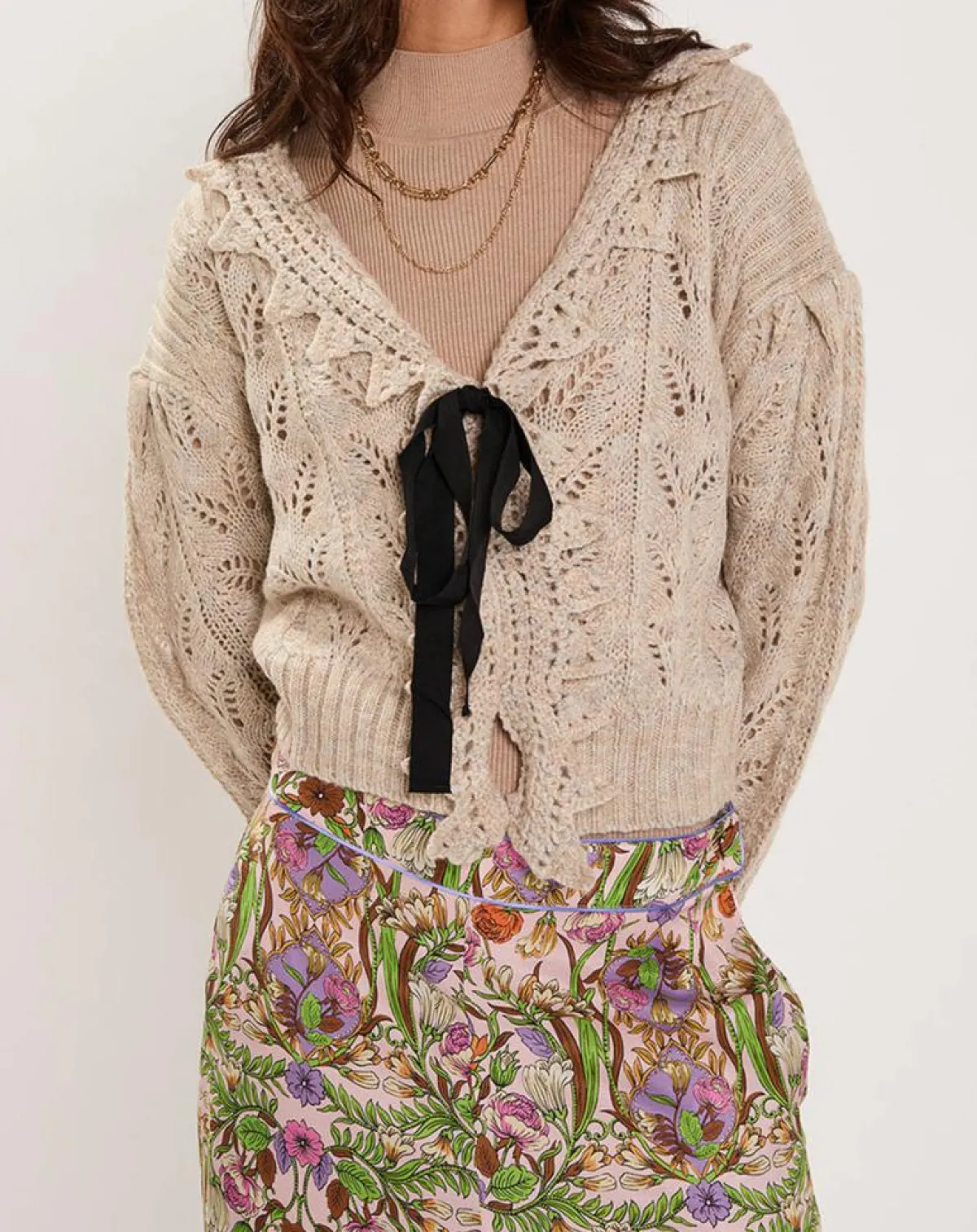 Manoush Gilets Et Cardigans|Gilet ajouré Vintage beige