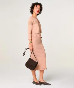 Rodier Gilets Et Cardigans|Gilet Albertine col rond rose poudre