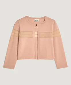 Rodier Gilets Et Cardigans|Gilet Albertine col rond rose poudre