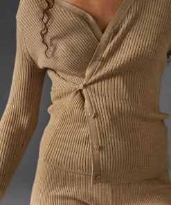 Rodier Gilets Et Cardigans|Gilet Alexane 100% laine cache-coeur marron chamois