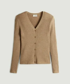 Rodier Gilets Et Cardigans|Gilet Alexane 100% laine cache-coeur marron chamois