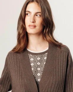 Rodier Gilets Et Cardigans|Gilet Anjelica en côtes marron havane