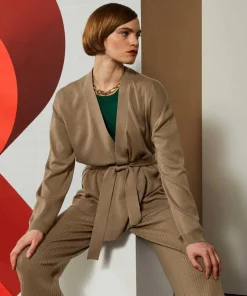 Rodier Gilets Et Cardigans|Gilet Anna ceinture amovible marron camel