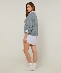 Rodier Gilets Et Cardigans|Gilet Arabesque col V chiné bleu