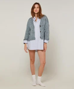 Rodier Gilets Et Cardigans|Gilet Arabesque col V chiné bleu