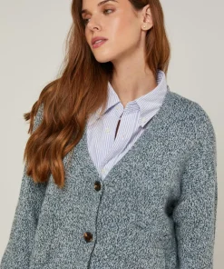 Rodier Gilets Et Cardigans|Gilet Arabesque col V chiné bleu