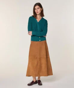 Rodier Gilets Et Cardigans|Gilet Carmen 100% laine cache-coeur boutons bleu pétrole