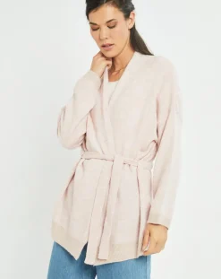 Lauren Vidal Gilets Et Cardigans|Gilet ceinturé Ciara rose