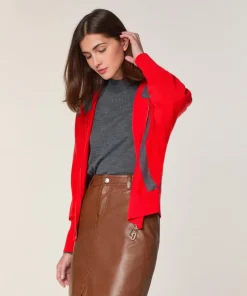 Rodier Gilets Et Cardigans|Gilet Chrystelle 100% Laine Laine Bi-Couleur orange