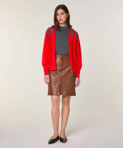 Rodier Gilets Et Cardigans|Gilet Chrystelle 100% Laine Laine Bi-Couleur orange