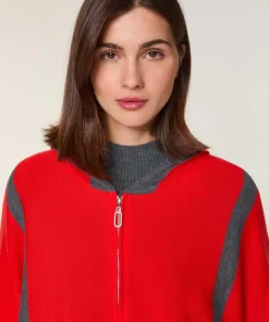 Rodier Gilets Et Cardigans|Gilet Chrystelle 100% Laine Laine Bi-Couleur orange