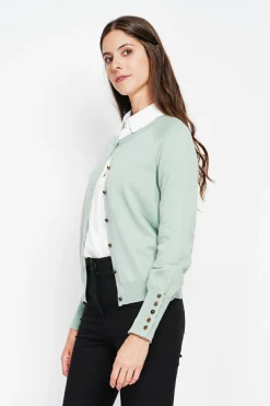 Assuili Gilets Et Cardigans|Gilet col ras du cou jade