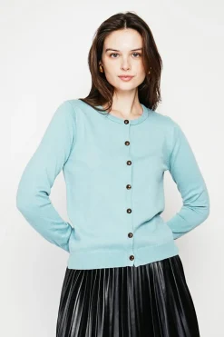 C&Jo Gilets Et Cardigans|Gilet col ras du cou turquoise