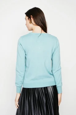 C&Jo Gilets Et Cardigans|Gilet col ras du cou turquoise