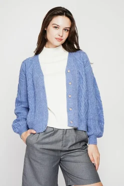 C&Jo Gilets Et Cardigans|Gilet col v bleu gris