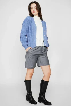 C&Jo Gilets Et Cardigans|Gilet col v bleu gris