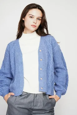 C&Jo Gilets Et Cardigans|Gilet col v bleu gris