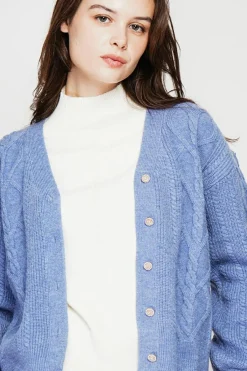 C&Jo Gilets Et Cardigans|Gilet col v bleu gris